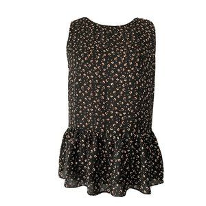 Ann Taylor LOFT Peplum Blouse Medium Black Floral